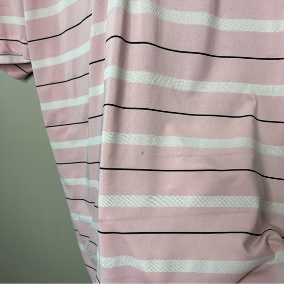 Footjoy Men Polo Shirt Large Pink Stripe Short‎ Sleeve Golf Performance Poly - Picture 10 of 11